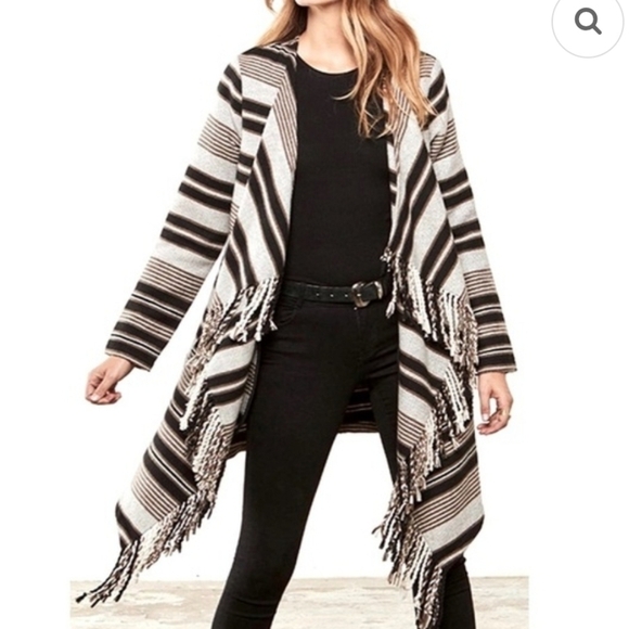 BB Dakota Sweaters - BB Dakota Striped Cardigan Pocho Tie Waist Blanket Jacket Sz Small